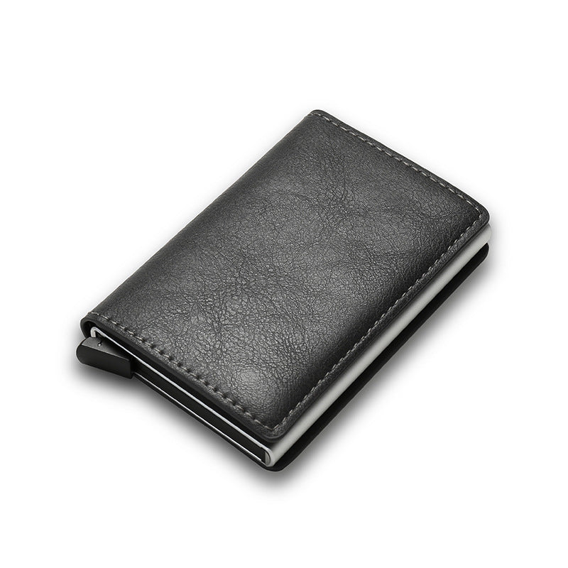 RFID Anti-Theft Swipe Automatic Pop-Up Card Holder Ultra-Thin Credit Card Holder Men's Multi-Card Slot Carbon Fiber Wallet