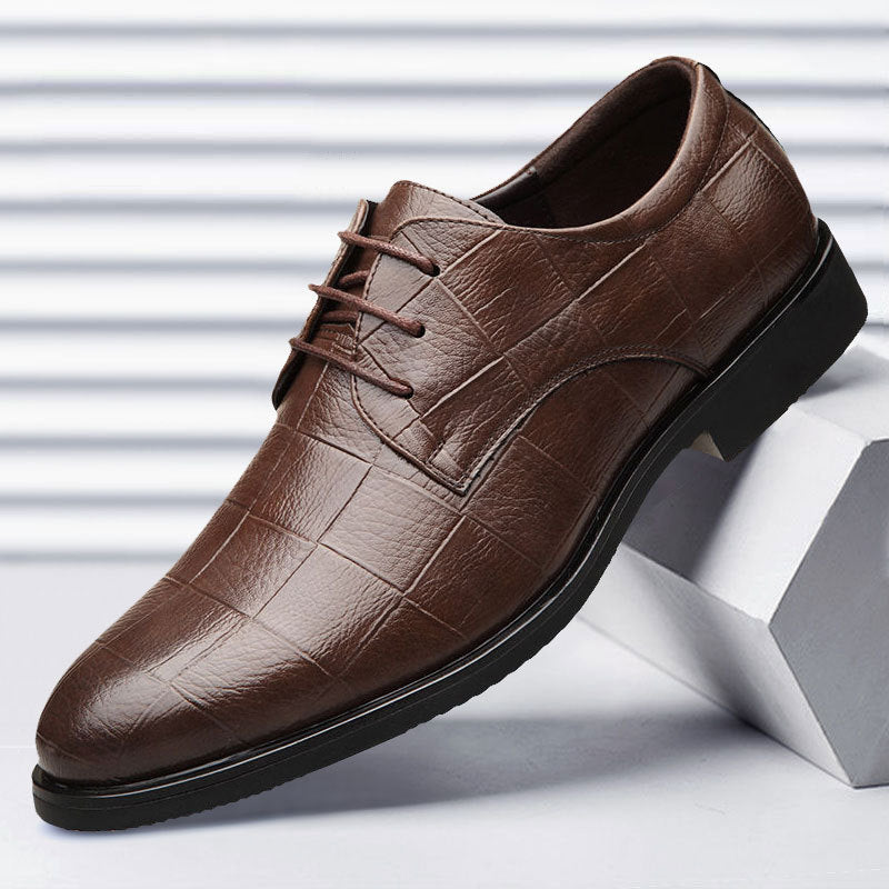 Checkered suit men's business leather shoes