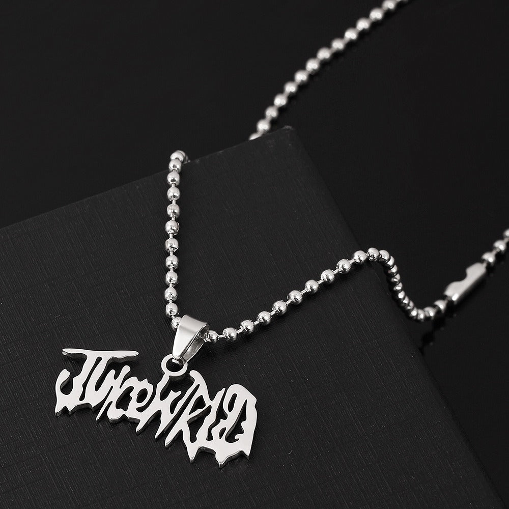Rap singer JUICEWrld English letter necklace stainless steel pendant