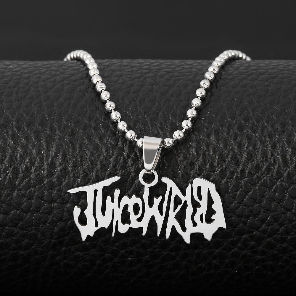 Rap singer JUICEWrld English letter necklace stainless steel pendant