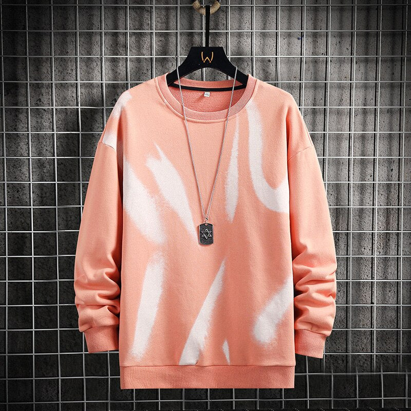Sping Street Print Sweatshirt Mens Casual Pullover Harajuku Korean Fashion Sweatshirt Men Hip Hop Hoodies Streetwear