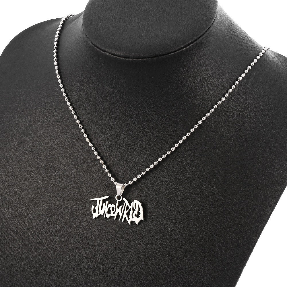 Rap singer JUICEWrld English letter necklace stainless steel pendant