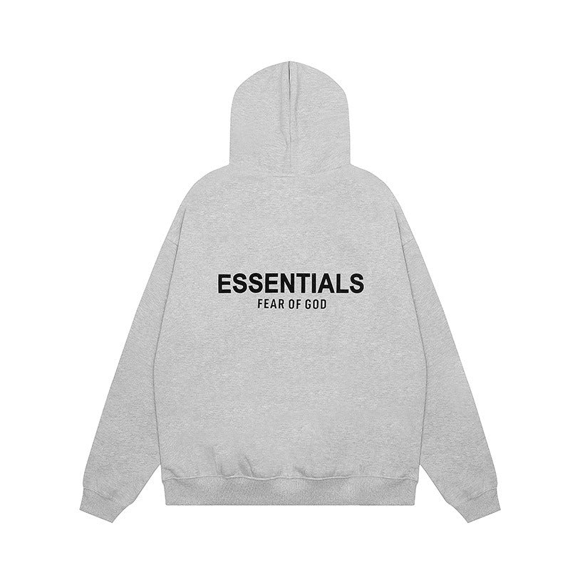 Hooded hoodie with black letters flocked FOG double thread ESSENTIALS