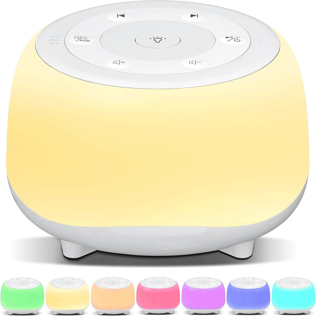 Portable Sound Machine with White Noise, Night Light, and Speaker for Baby's Soothing Sleep and Relaxation