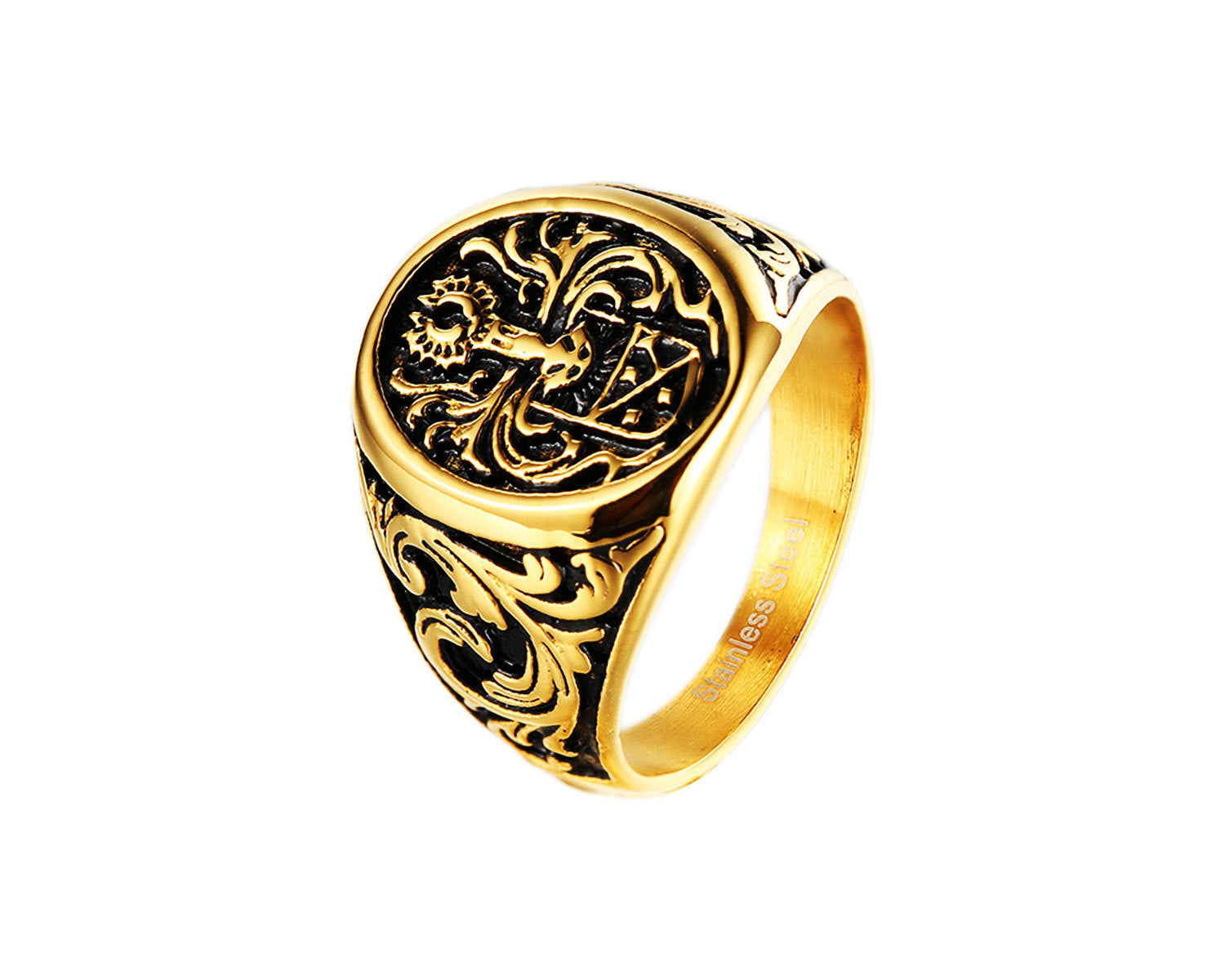 New Stainless Steel Solid Color Bulk Atmospheric Luxury Minimalist Geometric Print Gold Ring