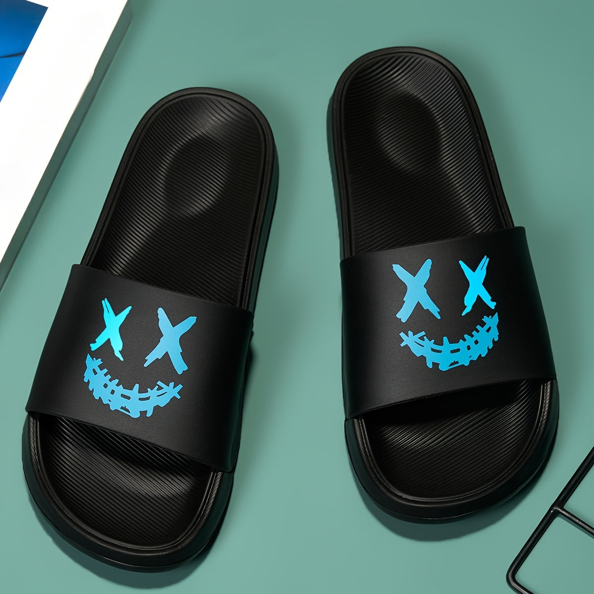 Mens Lightweight Non-Slip Slides - Ultra-Comfortable Open Toe Design for Quick Dry, Indoor/Outdoor Wear - Perfect Beach & Summer Slippers