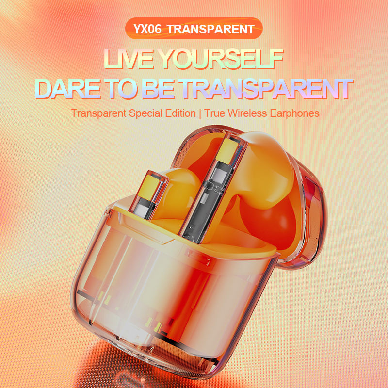 YX06 Transparent Bluetooth Headset Low Delay Wireless TWS Game Video Games Sports Headset