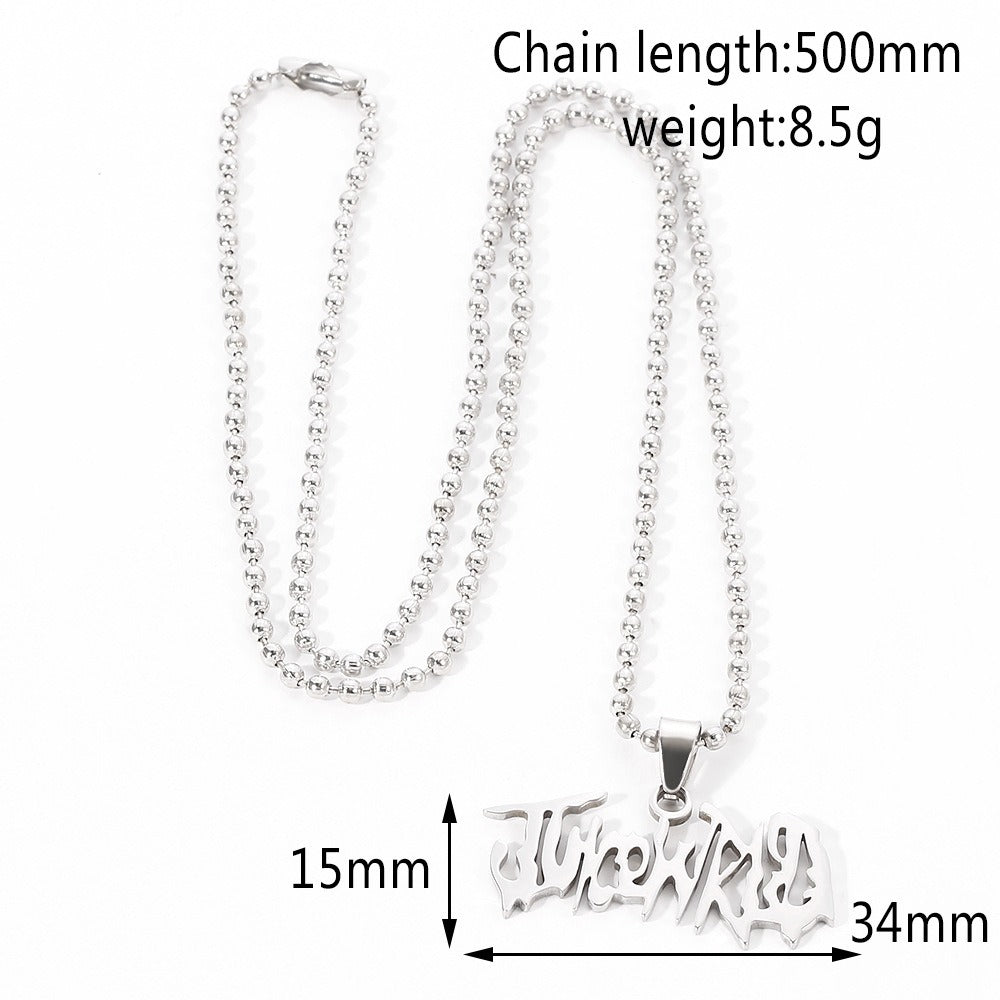 Rap singer JUICEWrld English letter necklace stainless steel pendant