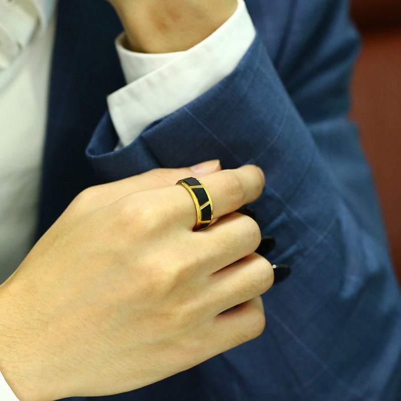 Tungsten Steel Jewelry Black Gold Mens Tungsten Steel Ring Tungsten Gold