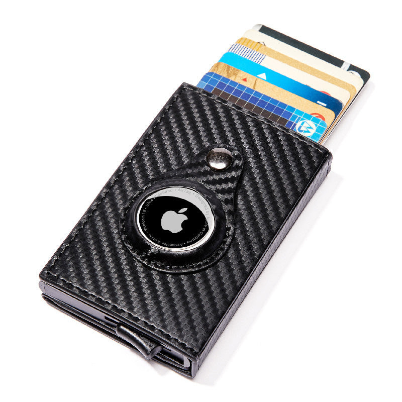 Carbon Fiber Pattern Magnetic Buckle Card Bag Airtag Tracker Multi-Function Card Bag Men's Wallet Short Hand Held