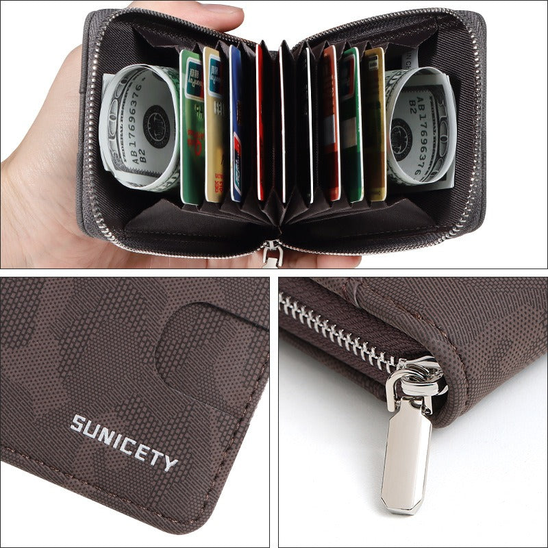 RFID Zipper Large Capacity Certificate Credit Multi Card Man's Organ Card Case PU Camouflage Wallet