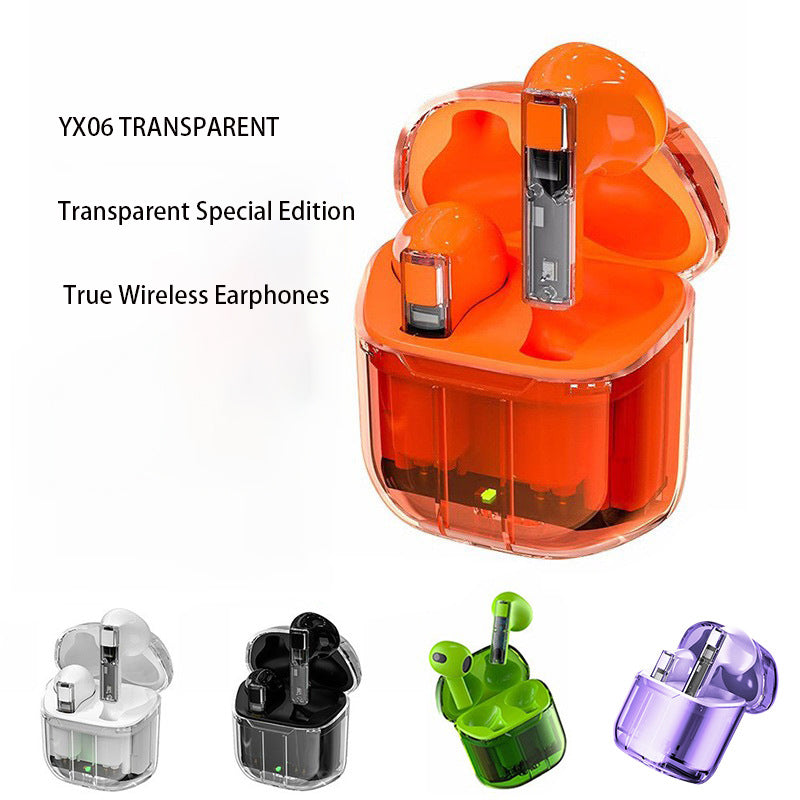 YX06 Transparent Bluetooth Headset Low Delay Wireless TWS Game Video Games Sports Headset