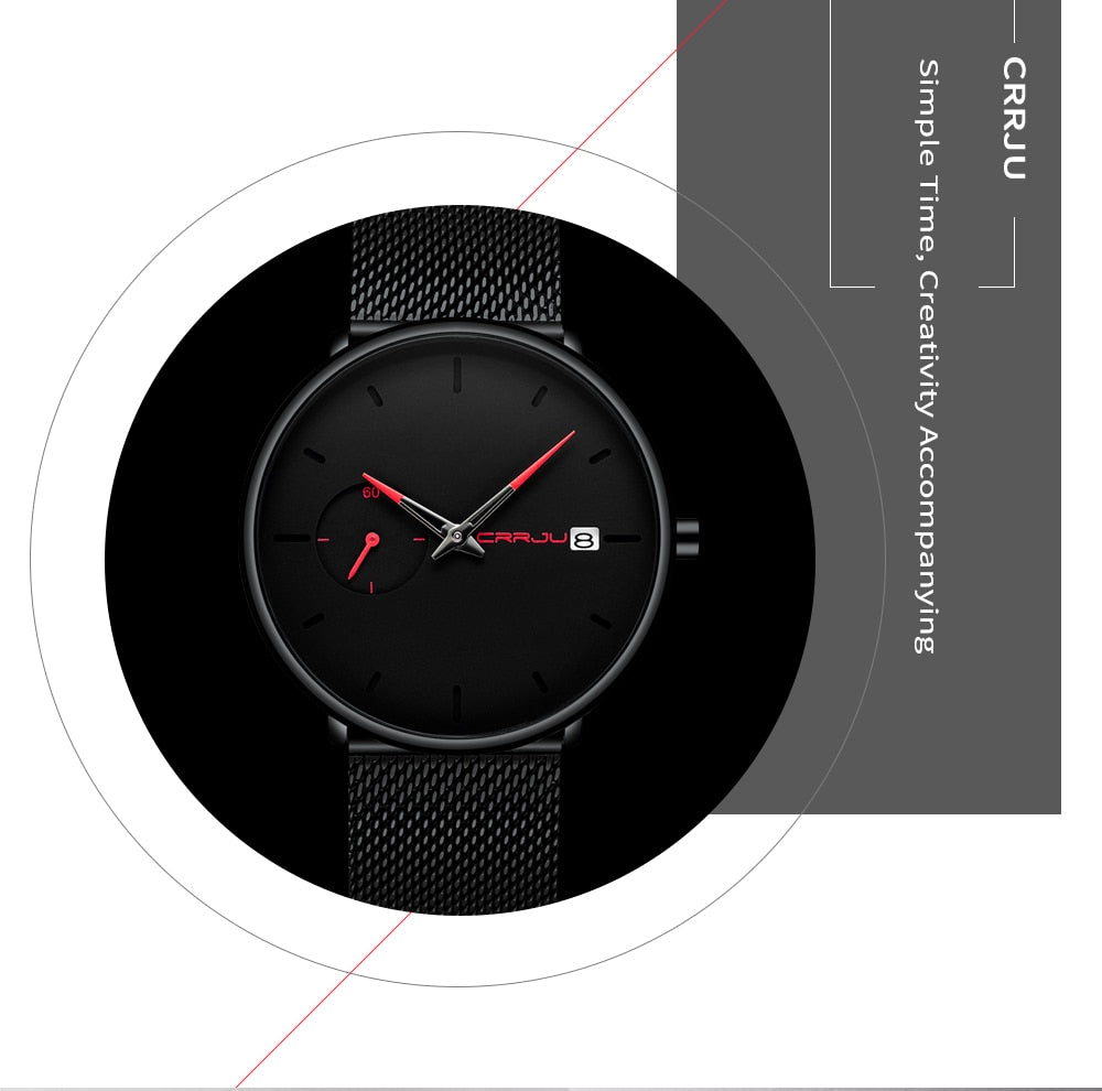 Crrju Sports Date Mens Watches Top Brand Luxury Waterproof Sport Watch