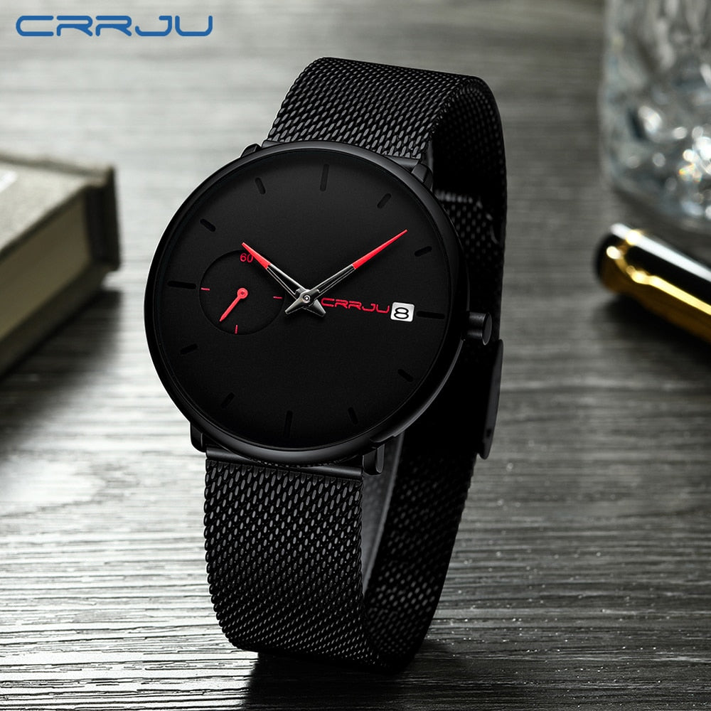 Crrju Sports Date Mens Watches Top Brand Luxury Waterproof Sport Watch