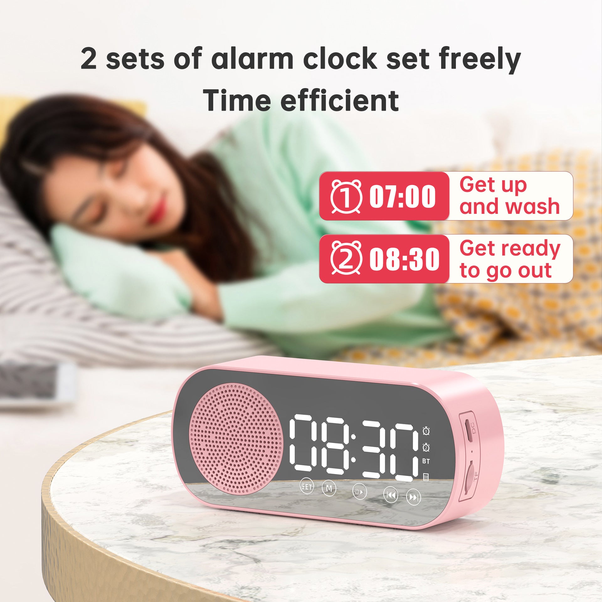 Intelligent Bluetooth Speaker Bluetooth Audio Gift Alarm Clock Mirror Clock Audio Small Speaker