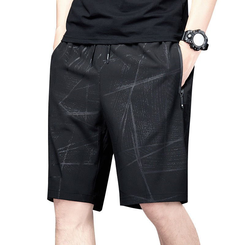 Mens Summer Ice Silk Quick Drying Shorts Lightweight, Breathable, Four sided Elastic Large Size Trendy Air Conditioning Shorts