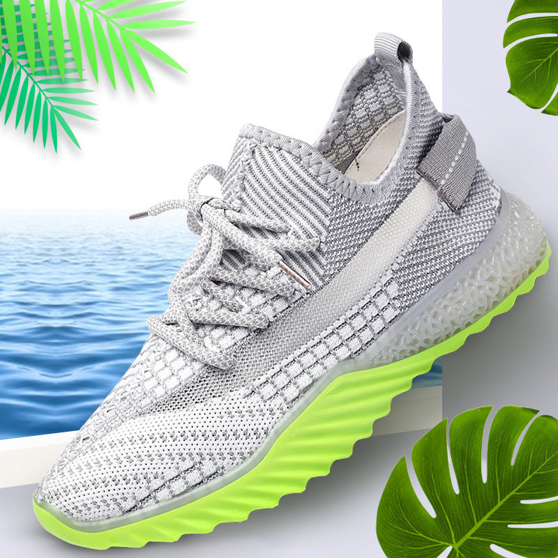 Net Red Tide Shoes Ins Really Burst Sports Shoes New Flying Woven Shoes Female Jelly Bottom Starry Coconut Shoes