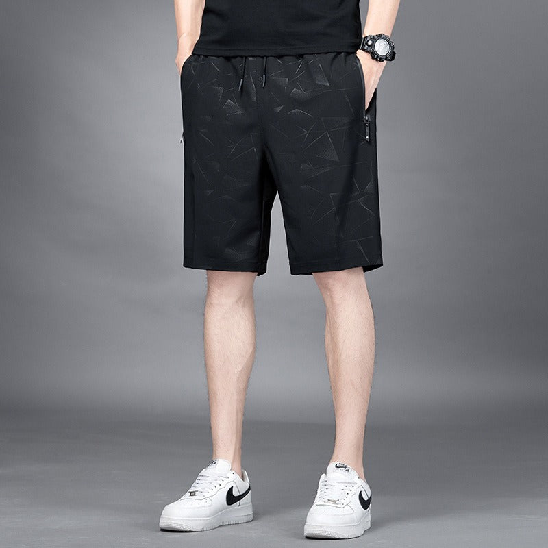 Mens Summer Ice Silk Quick Drying Shorts Lightweight, Breathable, Four sided Elastic Large Size Trendy Air Conditioning Shorts