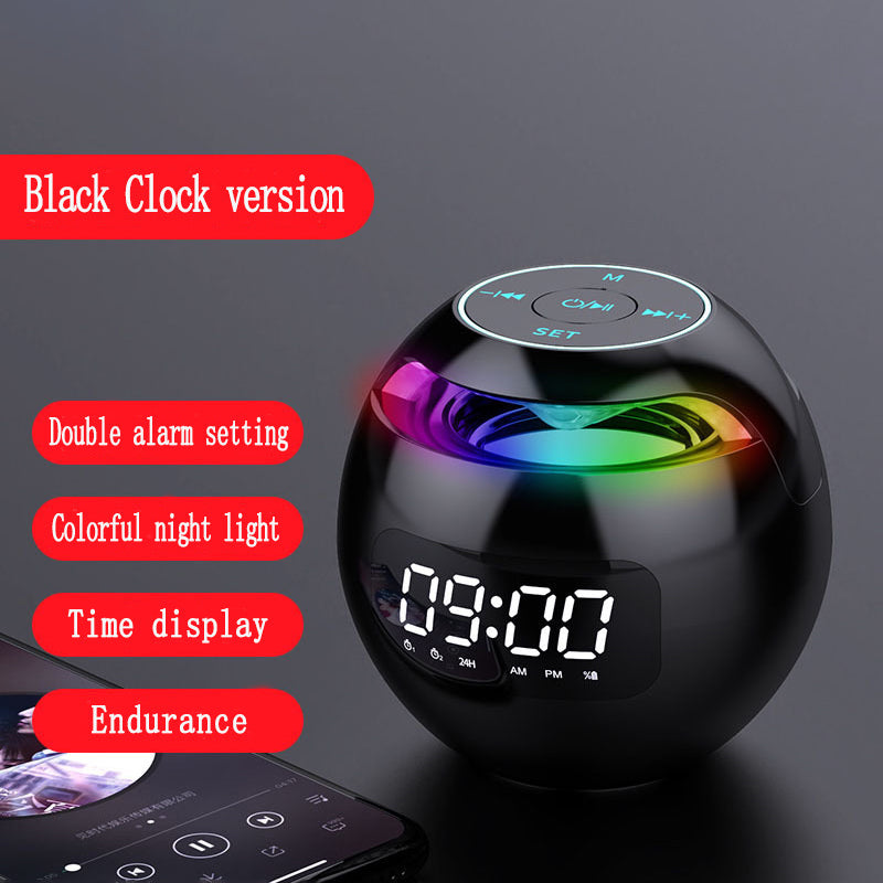 Clock Colorful Bluetooth Speaker Mini Portable Home Ball Plug in Card Small Steel Gun Computer Audio