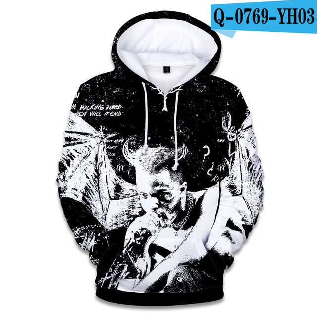 Rapper XXX Tentacion Cotton Hoodies sweatshirts 3D Rapper xxxtentacion Uniform mens hoodies Hip Hop sweatshirt