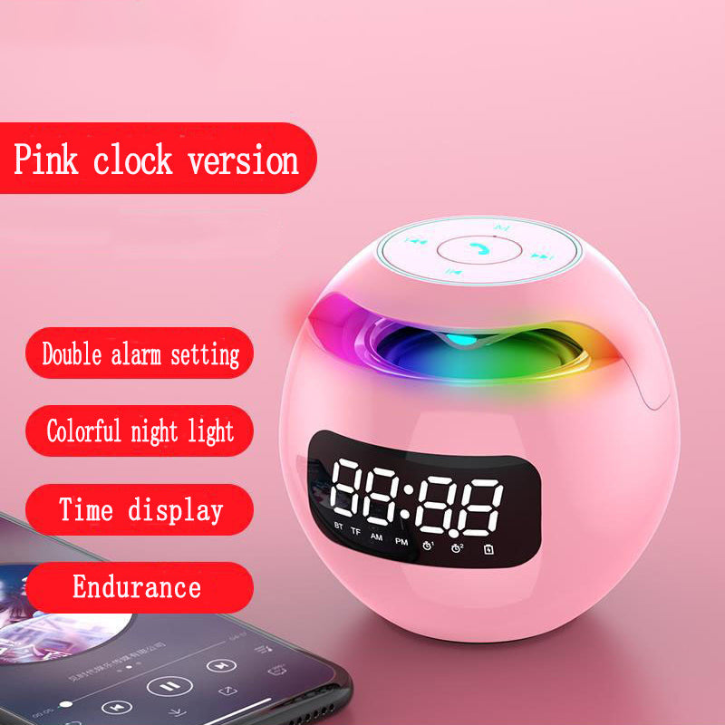 Clock Colorful Bluetooth Speaker Mini Portable Home Ball Plug in Card Small Steel Gun Computer Audio