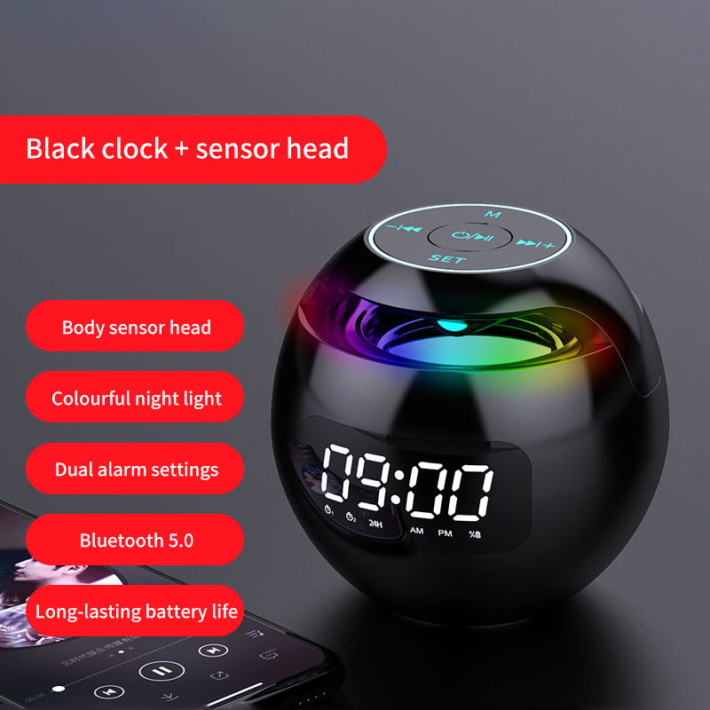 Clock Colorful Bluetooth Speaker Mini Portable Home Ball Plug in Card Small Steel Gun Computer Audio