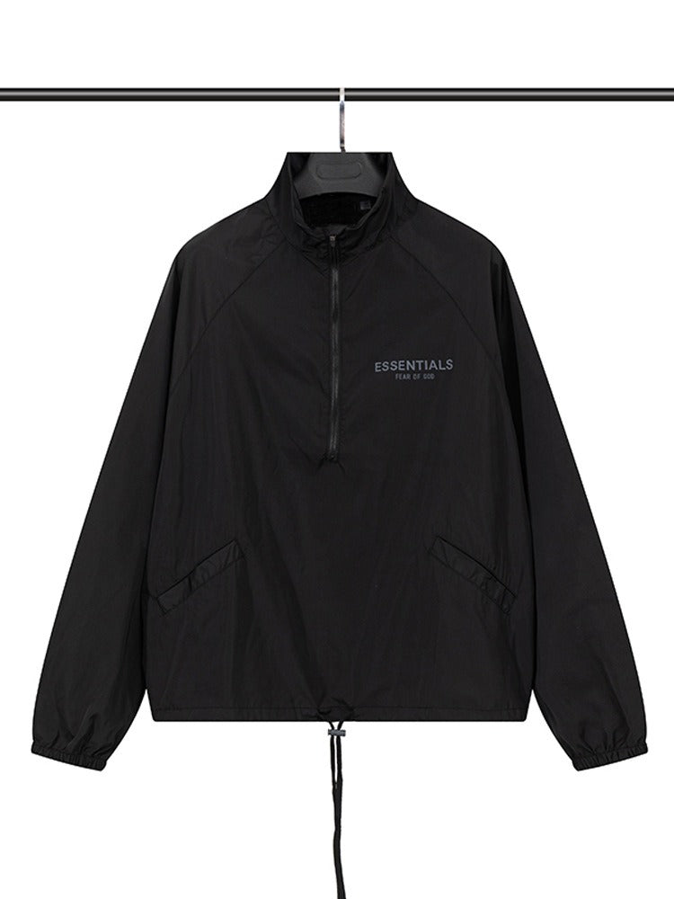 FOG Double Thread ESSENTIALS Half Zip Mens Trendy American INS Jacket Coat Windbreaker Spring and Autumn