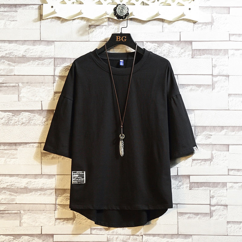 Streetwear Summer Cotton T Shirt Men Short Sleeve Casual Mens T Shirts  Solid Tee Shirt Homme