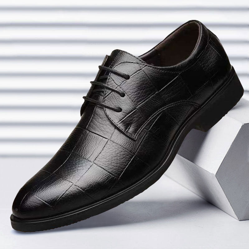 Checkered suit men's business leather shoes