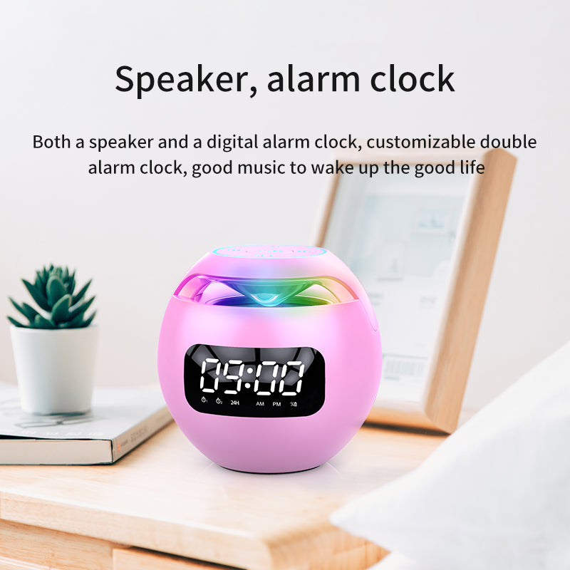 Clock Colorful Bluetooth Speaker Mini Portable Home Ball Plug in Card Small Steel Gun Computer Audio