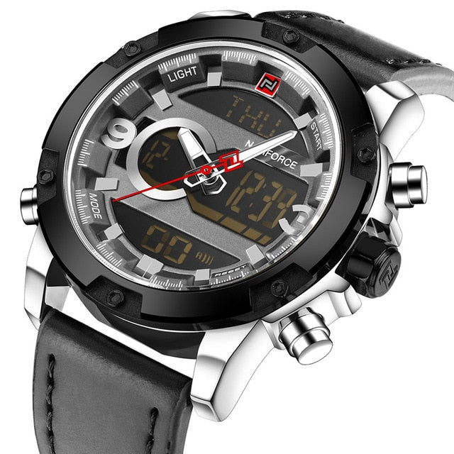NAVIFORCE Luxury Brand Men Analog Digital Leather Sports Watches Men's Army Military Watch Man Quartz Clock Relogio Masculino