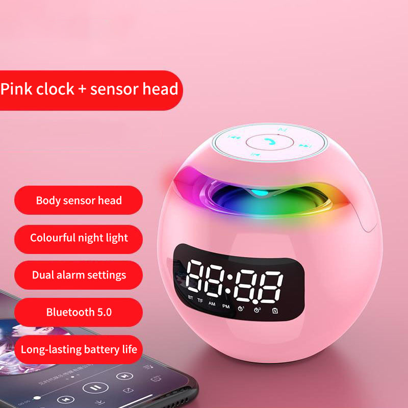 Clock Colorful Bluetooth Speaker Mini Portable Home Ball Plug in Card Small Steel Gun Computer Audio