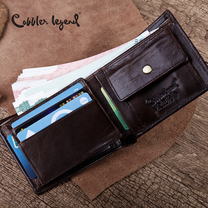 Cobbler Legend Famous Brand Genuine Leather Men Wallets Handmade Men's Wallet Male Money Purses Coins Wallet With ID Card Holder