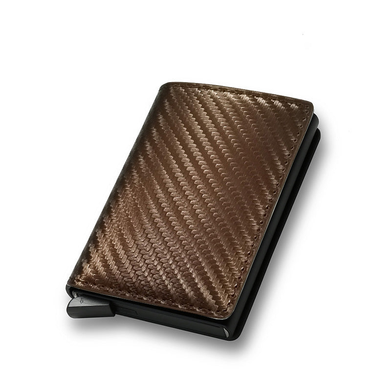 RFID Anti-Theft Swipe Automatic Pop-Up Card Holder Ultra-Thin Credit Card Holder Men's Multi-Card Slot Carbon Fiber Wallet