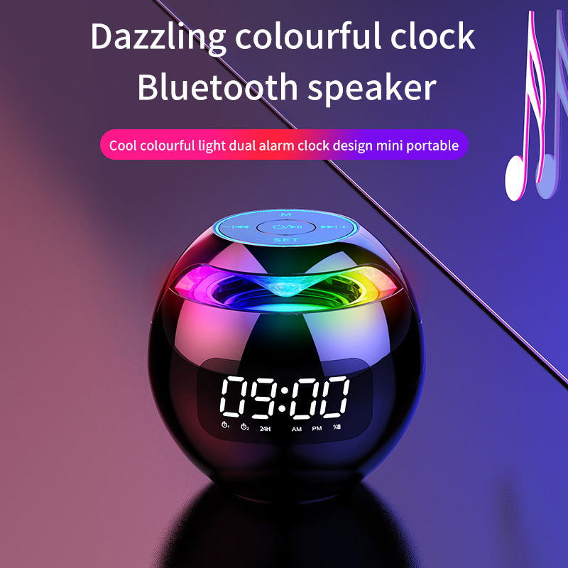 Clock Colorful Bluetooth Speaker Mini Portable Home Ball Plug in Card Small Steel Gun Computer Audio