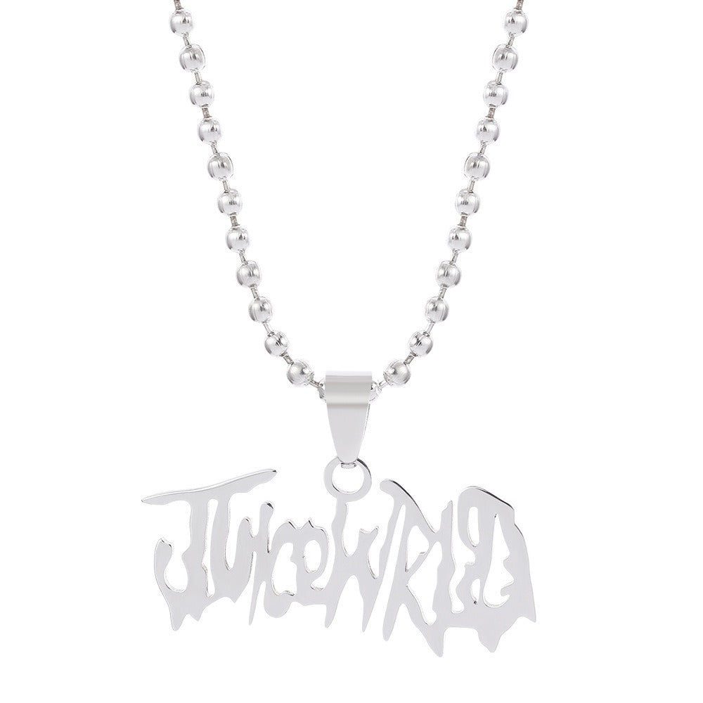 Rap singer JUICEWrld English letter necklace stainless steel pendant