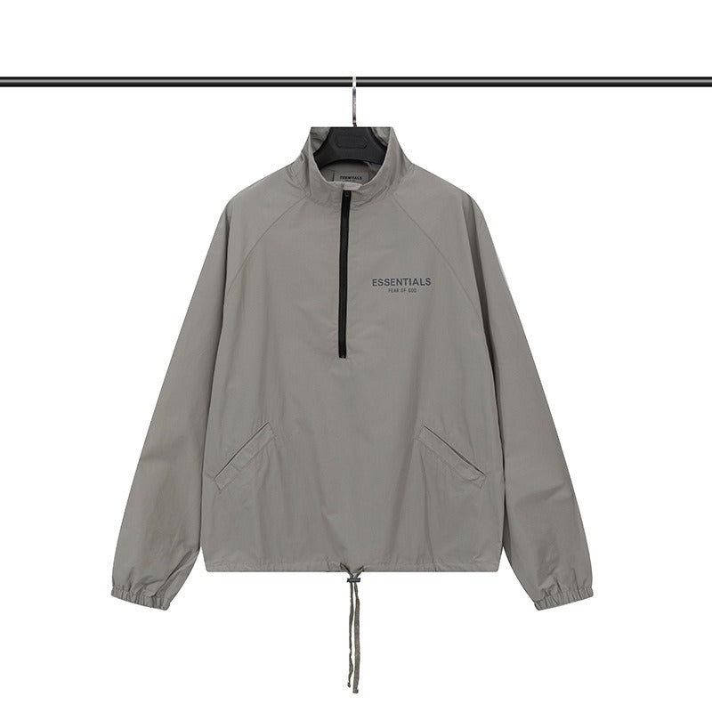 FOG Double Thread ESSENTIALS Half Zip Mens Trendy American INS Jacket Coat Windbreaker Spring and Autumn