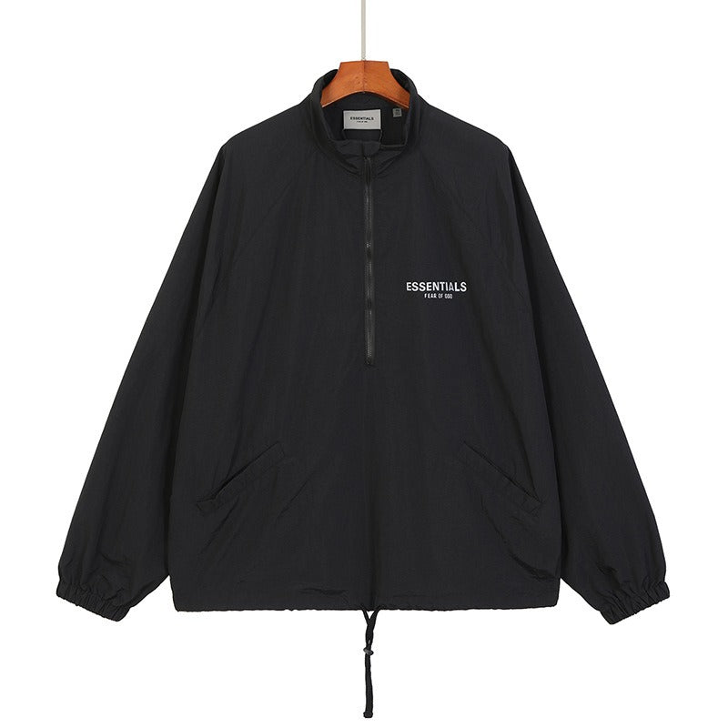 FOG Double Thread ESSENTIALS Half Zip Mens Trendy American INS Jacket Coat Windbreaker Spring and Autumn