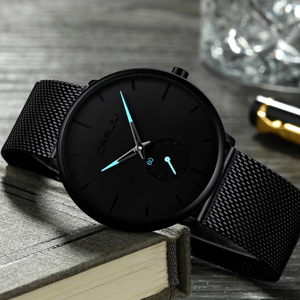 Fashion Mens Watches Top Brand Luxury Quartz Watch Men Casual Slim Mesh Steel