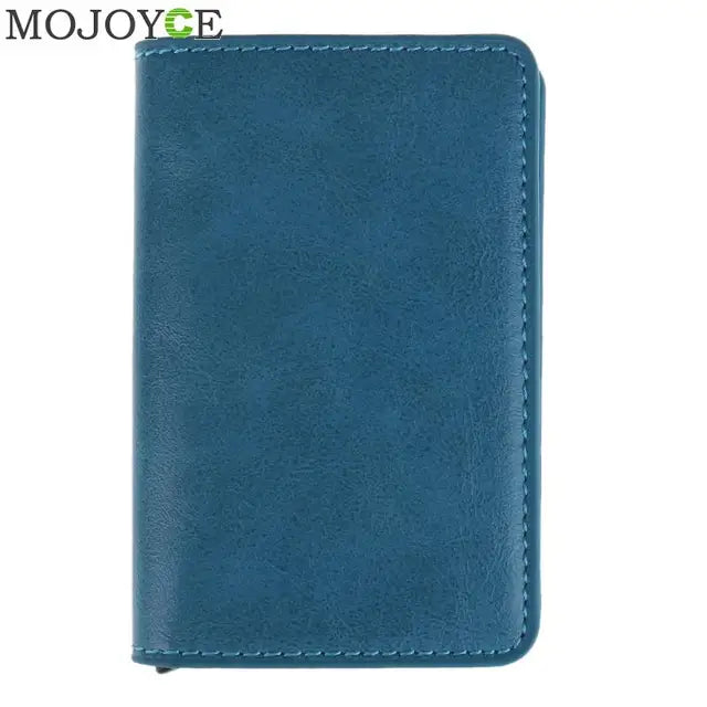 Metal Men Card Holder RFID Aluminium Alloy Credit Card Holder PU Leather Wallet Antitheft Men Wallets Automatic Pop Up Card Case