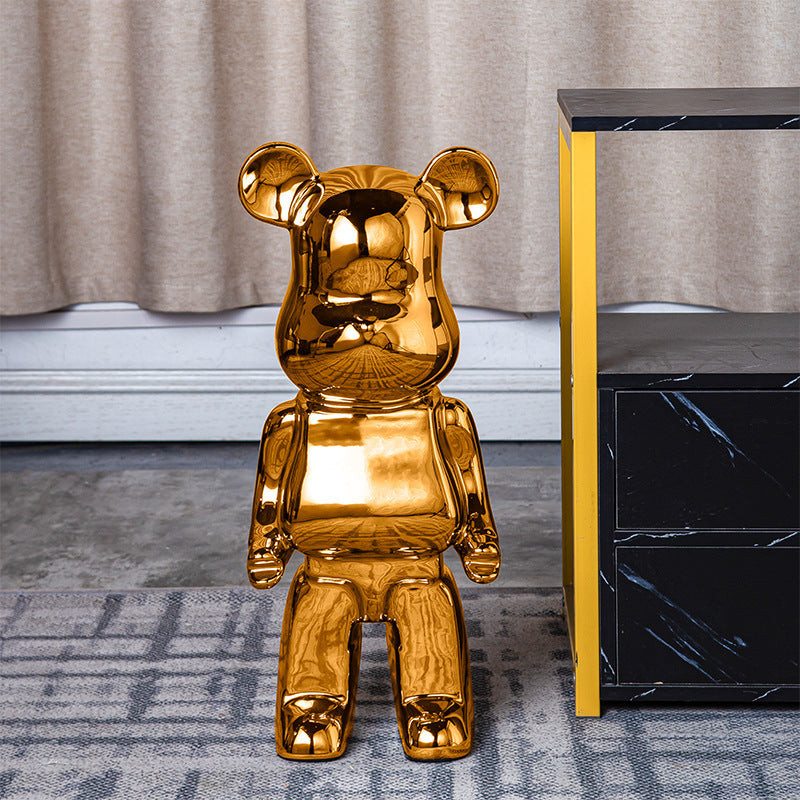 Light Luxury Tv Cabinet Cartoon Heart Bear Internet Celebrity Violent Bear Figurine Trendy Brand Kaws Building Block Bear New Home Living Room Large Size