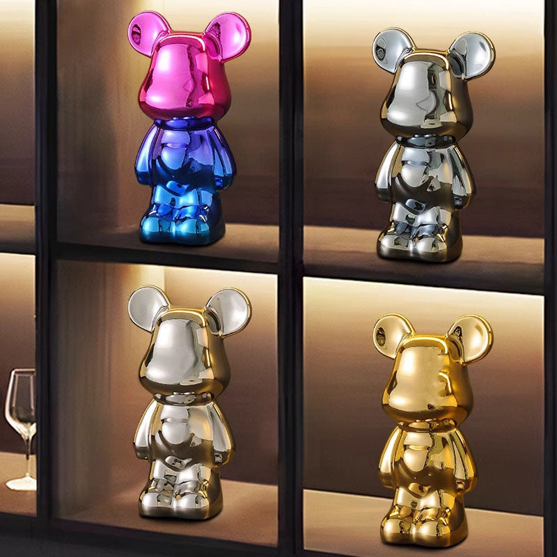 Light Luxury Tv Cabinet Cartoon Heart Bear Internet Celebrity Violent Bear Figurine Trendy Brand Kaws Building Block Bear New Home Living Room Large Size