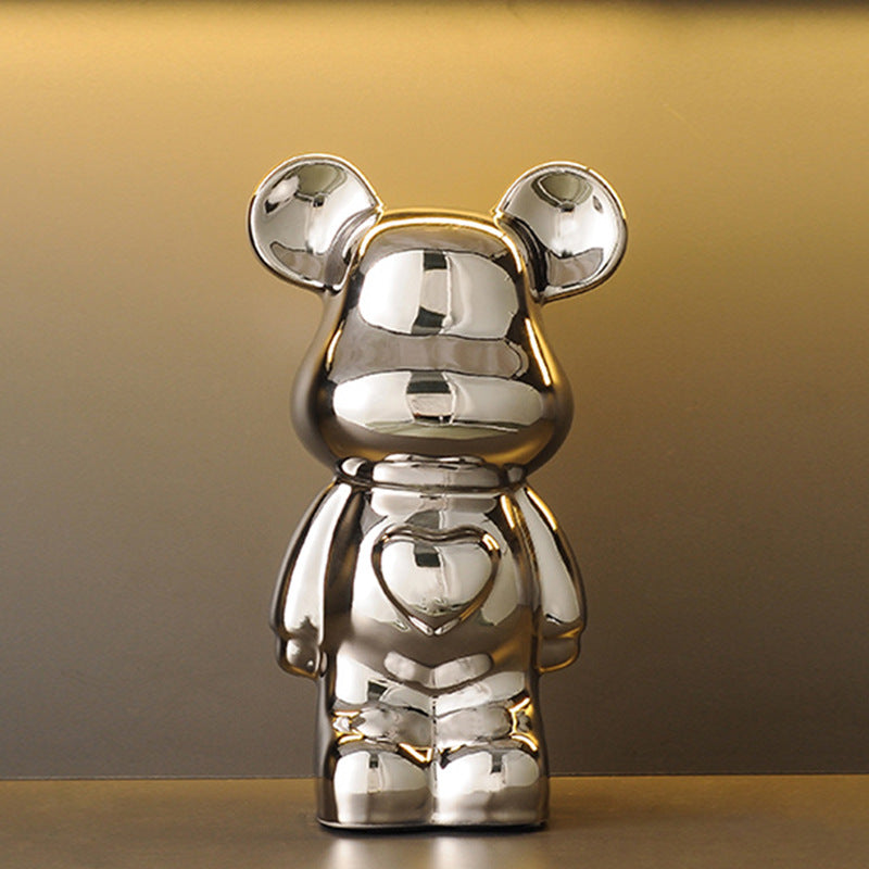 Light Luxury Tv Cabinet Cartoon Heart Bear Internet Celebrity Violent Bear Figurine Trendy Brand Kaws Building Block Bear New Home Living Room Large Size