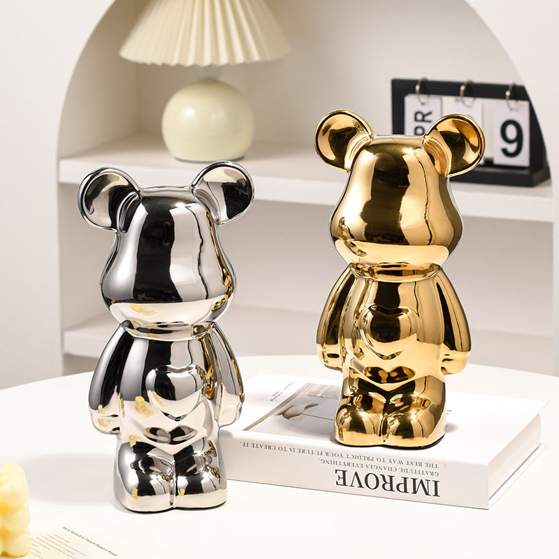 Light Luxury Tv Cabinet Cartoon Heart Bear Internet Celebrity Violent Bear Figurine Trendy Brand Kaws Building Block Bear New Home Living Room Large Size