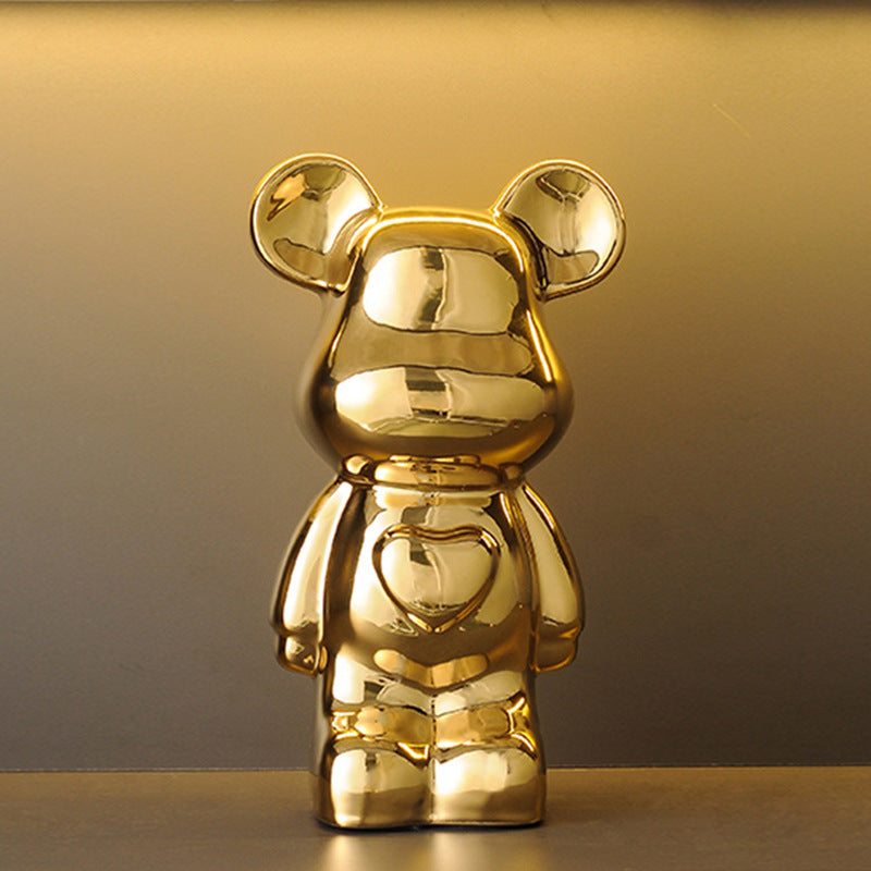 Light Luxury Tv Cabinet Cartoon Heart Bear Internet Celebrity Violent Bear Figurine Trendy Brand Kaws Building Block Bear New Home Living Room Large Size