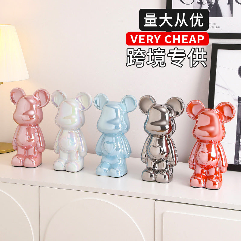 Light Luxury Tv Cabinet Cartoon Heart Bear Internet Celebrity Violent Bear Figurine Trendy Brand Kaws Building Block Bear New Home Living Room Large Size