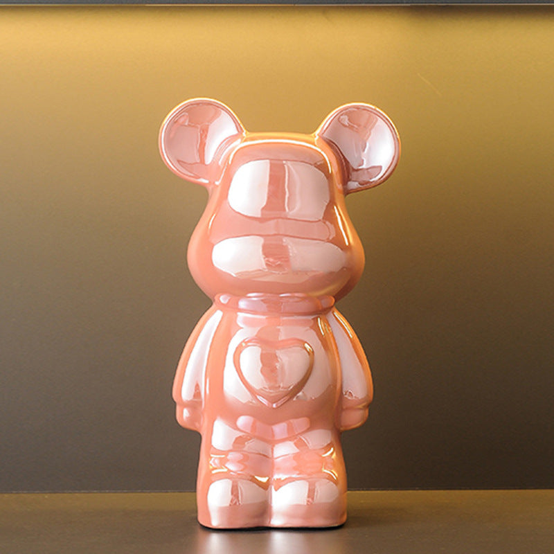 Light Luxury Tv Cabinet Cartoon Heart Bear Internet Celebrity Violent Bear Figurine Trendy Brand Kaws Building Block Bear New Home Living Room Large Size