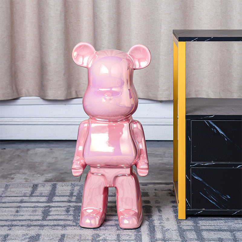 Light Luxury Tv Cabinet Cartoon Heart Bear Internet Celebrity Violent Bear Figurine Trendy Brand Kaws Building Block Bear New Home Living Room Large Size